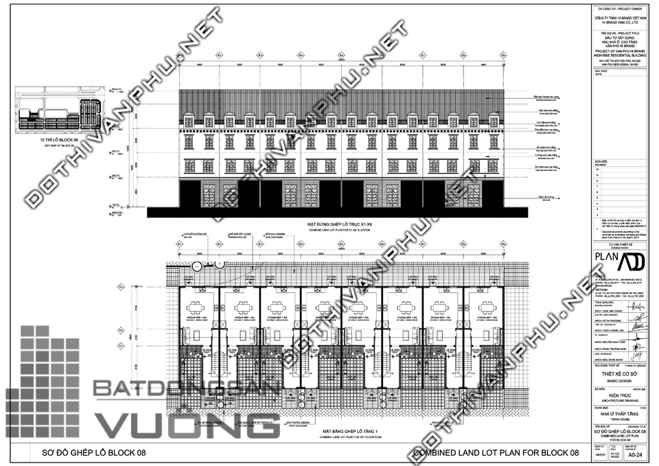 Sơ đồ ghép khối liền kề văn phú Hibrand - khu đô thị Văn Phú