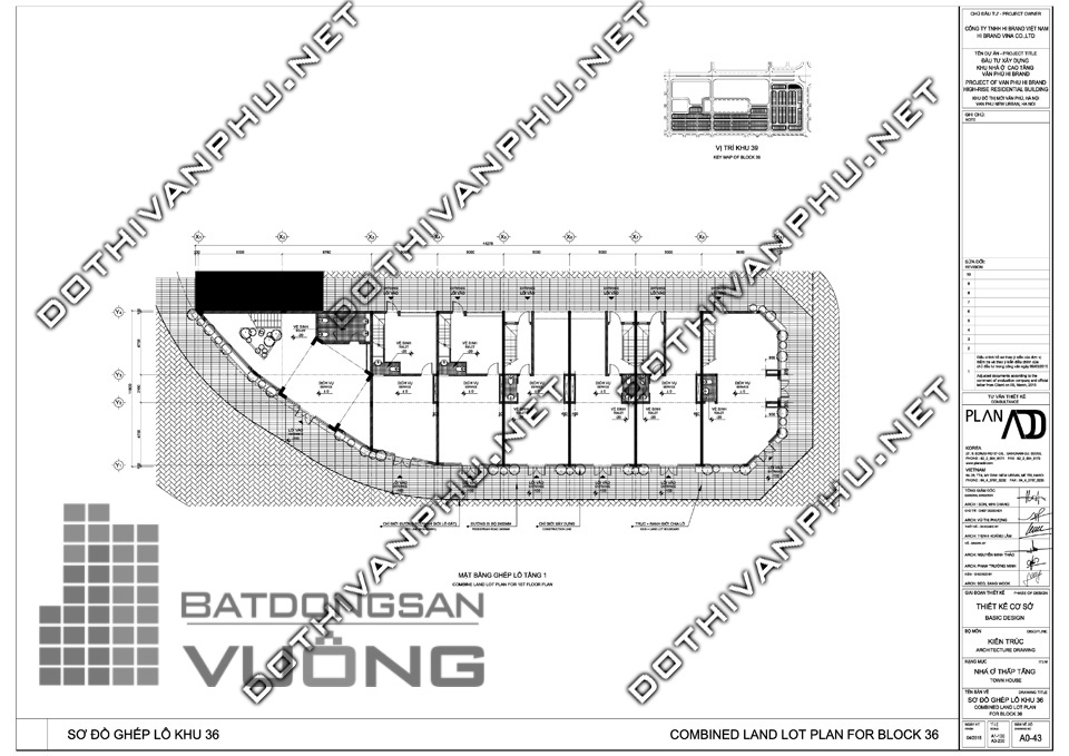 Sơ đồ ghép khối liền kề văn phú Hibrand - khu đô thị Văn Phú